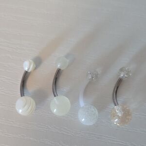 Elegant Curved Barbell Set - White and Silver